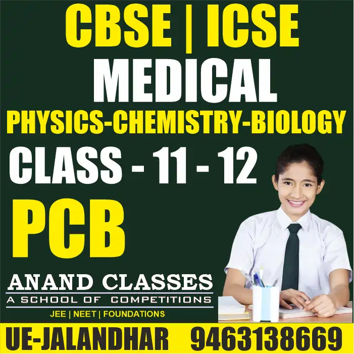 Anand Classes-Class 11 12 Medical Coaching Jalandhar-Physics Chemistry Biology CBSE ICSE Tuition Center near me in Jalandhar